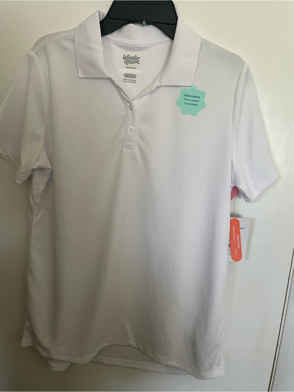 wonder nation Girl’s White Short-Sleeve Polo Shirt